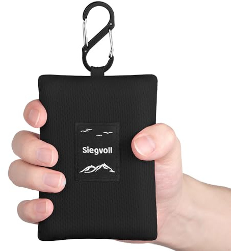 Siegvoll Coperta da Spiaggia Portatile 140 x 200 cm Tappetino da Picnic Pocket Portatile Coperta da Picnic con Moschettone Tappetino da Spiaggia per Campeggio, Trekking, Montagna, Viaggi (Grigio)