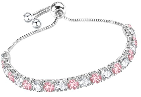 Pulseras de plata J.Fée para mujer, pulsera de tenis 925, pulsera ajustable con cristales de ópalo de 4 mm en blanco, verde, morado y rosa, joyería para damas, regalo de cumpleaños y día de la madre