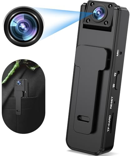 Onherm Camera Espion avec Clip, Camera de Surveillance sans Internet, Mini Camera Cachée sans Fil, Surveillance des Mouvements, Vision Nocturne, Enregistrement Vidéo et Audio, 180 ° Lens Adjustment