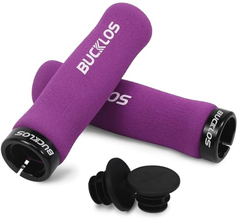 BUCKLOS Bike Handlebar Grips - Bicycle Foam Sponge Handle Bar Single Lock on Anti-Slip Comfortable Shock-Absorbing Mountain Bike Grips for MTB, BMX, Scooter, Beach Cruiser, Folding Bike