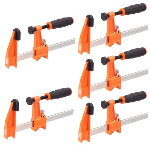 Biugaaufai 5 Pack 6 Inch Bar Clamp Set - Premium Steel F Clamp, 300 lbs Load Limited Bar Clamps, Medium Duty F-Clamp, Ideal for Woodworking and DIY Projects