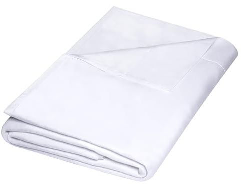 ZPECC Twin Flat Sheets Only White 1 Pack, Color-Coded Hem Threads
