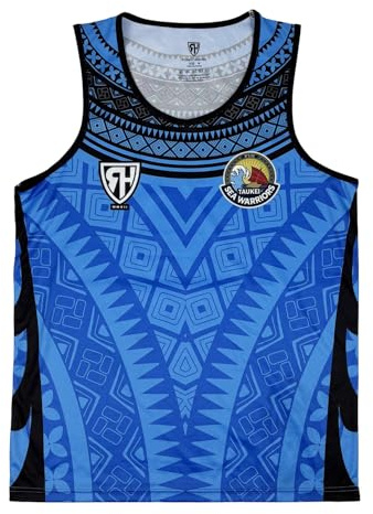 RH MMVII Mens Summer Beach Vest Rugby Training Singlet (UK, Alpha, M, Regular, Regular, Warriors)