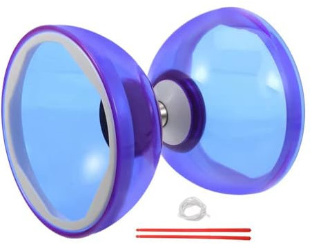 Yominerr Balle de Diabolo à Triple Roulement à Billes de Jonglerie, Ensemble de Balle Cristal Bleu