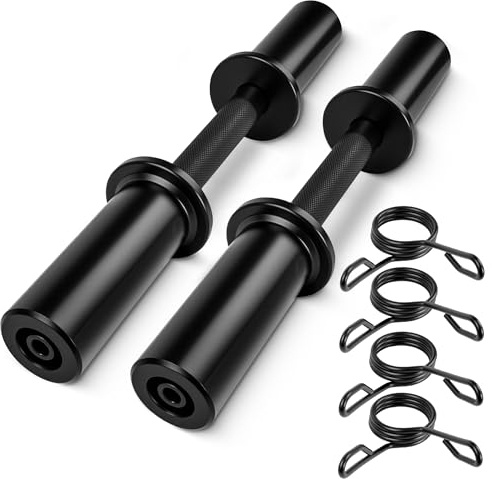 NouraVita 16 Olympic Dumbbell Handles,Loadable Dumbbell Bars for 2-inch Standard Plates,Weight Bars with 2 Pair of Spring Collars for Home Gym Strength Training (Black)