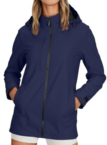 Giubbino Antipioggia Donna Viaggi Resistente Al Sole Giacca Da Pioggia Sportivo Leggera Traspirante Cappotto Con Cerniera Con Cappuccio a Vento Softshell Jacket Giacche Escursionismo Outdoor Trench