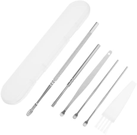 Kit de Eliminación de Cerumen en Espiral de Acero Inoxidable, 4 Juegos | Plata, Fácil de Limpiar, 6 Piezas por Juego, Presentación Caja, Uso para Niños y Adultos