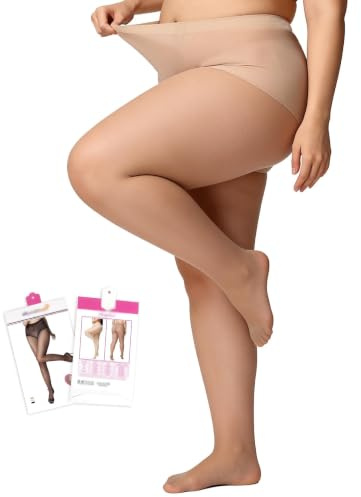 sunshinelady 15 Denier Sheer Tights for Women XS–5XL High Waisted Shaping Tights Soft Support Pantyhose Plus Size Ladies Tights Natural Look