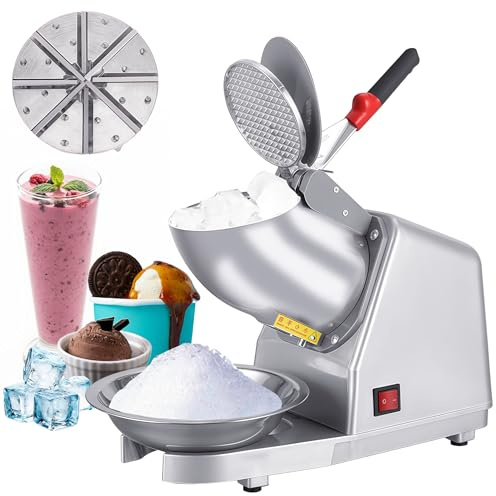 Picadores de Hielo Eléctricos, Trituradora de Hielo con 8 Cuchilla acero Inoxidable, 65 kg/h, Trituradoras de Hielo Domésticas y Comerciales para Preparar Batidos, Bebidas Frías y té con Leche