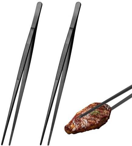 2 Pezzi Pinze da Cucina 30 cm in Acciaio Inox, Utensile Multifunzionale per Cucina, Barbecue e Bistecca