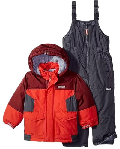 OshKosh B'Gosh Boys' Little Ski Jacket and Snowbib Snowsuit Set, Maple Leaf/Sneaker Grey, 7