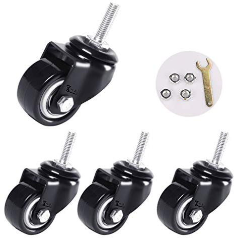 Geovne 1.5/2 Caster Wheels,Furniture Casters,Office Chair Wheels (2 Brake + 2 No Brake) Swivel Caster Wheels with Screws(No brake2in)