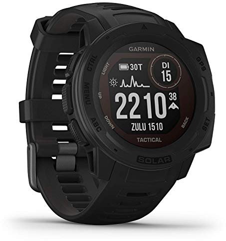Garmin Instinct Solar Tactical, Solar-powered Rugged Outdoor Smartwatch with Tactical Features, Built-in Sports Apps and Health Monitoring, Black