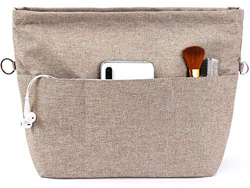 Yoillione Organisateur de Sac à main femme poids léger, Multi Poches Petit Sac Organiseur Marron, Bag in Bag Organizer Multi Poches Sac Interieur
