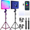 GVM RGB LED Kit di illuminazione video, illuminazione fotografica da 15 pollici con controllo APP, 50 W Led Panel Light per YouTube Studio, 8 tipi di luci sceniche, 3200K-5600K, CRI 97 (2 pezzi)