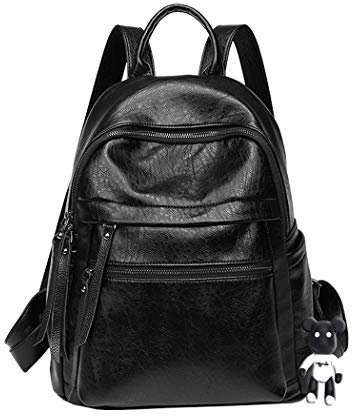 BUKESIYI Mujer Bolsos Mochila Niña Vestir Antirobo Pequeña Casual Bandolera Portatil PU Cuero Piel ES78262 Fekete