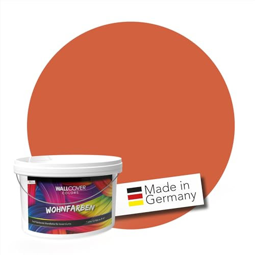 WALLCOVER hochwertige Wandfarbe für Innen | Orange | 2.5L für 20m² | Hochdeckende Innenfarbe Matt (Klasse 1) | Profi Qualität aus Deutschland