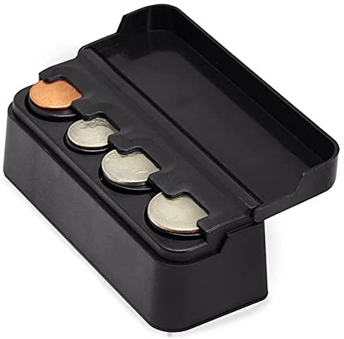 Auto Münzhalter, Asudaro Auto-Münzgeld-Halter-Box Tragbare Auto-Münzbox Münz-Organizer Mini-Spender Geldzähler Auto Tragbare Kunststoff Münzhalter Münzen Aufbewahrungsbox Kleingeld Box,Schwarz
