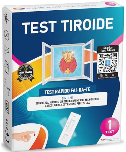 ADESTE TSH Test hemma | Snabb TSH sköldkörteltest med CE-certifiering | Resultat i 10 minuter | Hög noggrannhet 98,2% | Lätt att använda