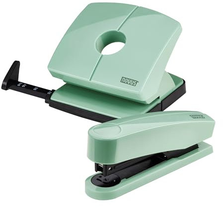 Novus ColorID Schreibtisch-Set in mellow mint, Hefter B2 Heftleistung 25 Blatt & Locher B220 Lochleistung 20 Blatt