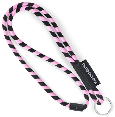 webbomb® Tubular Lanyard zweifarbiges Schlüsselband - rund weich und lang mit Sicherheitsverschluss und Schlüsselring als Schlüsselanhänger Key Chain für Ausweis Handy Schlüssel (pink/schwarz)