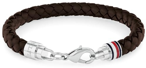 Tommy Hilfiger smycken mäns flätat läderarmband svart och brunt - 2790632