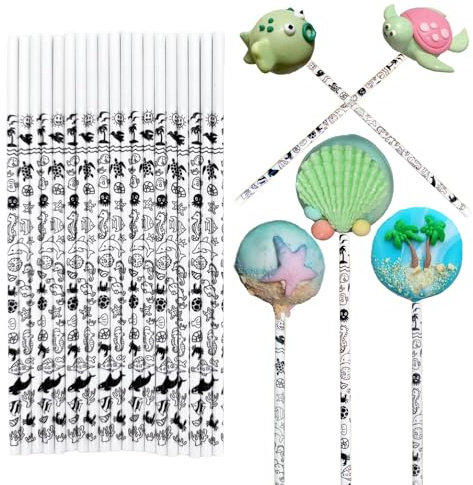 6 Inch Paper Sticks, Cute Fish Patterns, Under The Sea, 6 Lollipop Cake Pop Paper Sticks; Cake Ball, Chocolate Pop, Truffles Sticks, 100 Count