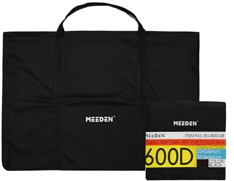 MEEDEN Art Portfolio Case, Portatile Disegno Bordo Borsa Arte Borsa Da Trasporto Arte Impermeabile 600D Oxford, Portfolio per Opere d'arte, Tela, Fotografia, Poster, Nero (50 X 66 cm)