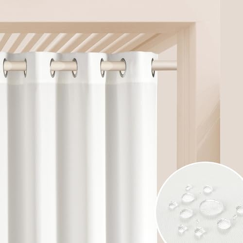 ROOM99 Garden Line - Cortinas para Exteriores con Ojales, 155 x 250 cm de Ancho x 250 cm de Alto, Resistente a la Intemperie, Impermeable, protección Solar, para jardín, Cortavientos, Color Crudo