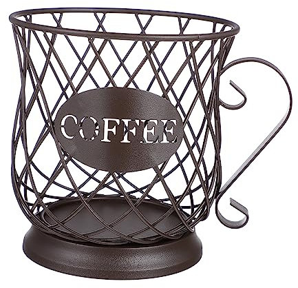 OKUMEYR Coffee Pod Holder Organizer Metal Coffee Mug Storage Basket with Cup Holder for Kitchen and Office Capsule Stand