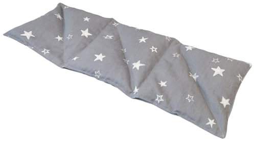 Theraline Kirschkernkissen groß 55x20 cm – Wärmekissen für Nacken, Schultern & Rücken mit 6 Kammern und Hülle aus 100% Baumwolle, Kirschkernkissen Mikrowelle (Sternenhimmel grau)