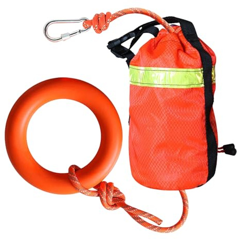 Bolsa de rescate acuático, cuerda de seguridad lanzable de 16 m, accesorio profesional de rafting, bolsa de de anillo de mano, equipo flotante para kayak, pesca, natación, 16 metros, Refer to