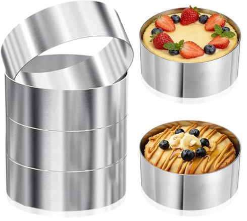CEWROM dessertringar och matdekorationer, 6 stycken matringar rostfritt stål tårtor ringar dessert formar hamburgerringar mousseformar kakform tårtform bakform för mousse tårta desserter bröd (B)