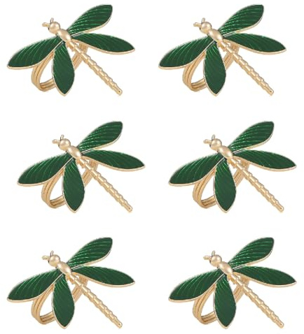 6 Pezzi Anelli Portatovaglioli a Forma di Libellula, Anelli per Tovaglioli da Tavola Portatovaglioli in Metallo Decorazioni da Tavola per Festa Natale Cena Anniversario