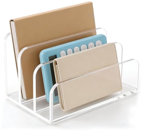 Weskjer Acryl-Displayständer, Briefhalter für Schreibtisch, 3 Fächer Briefablage Magazinhalter, Desk Accessories & Storage Products für Brief Mail Post Letter Notizen