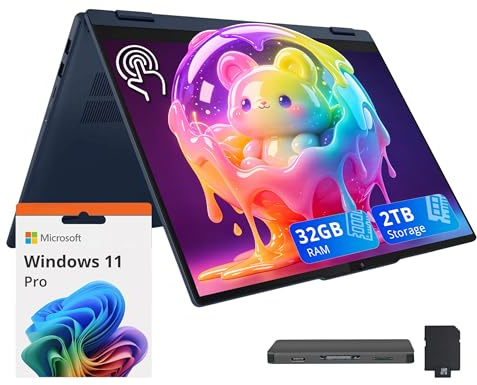 Lenovo Flex IdeaPad 5i 2-in-1 16 WUXGA Touch Laptop, Intel Ultra 7 255U, 32GB LPDDR5X, 2TB Storage(1TB SSD+1TB Docking Station), Intel Graphics, Backlit Keyboard, Stylus Pen, Win 11 Pro, Blue