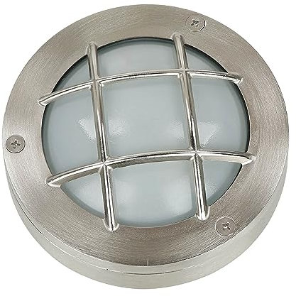 Licht-Erlebnisse Außenwandleuchte aus Messing Glas in Nickel matt IP64 Garten Eingang Ø14 cm G9 Schiffslampe rund Maritime Außenlampe Terrasse AGIA