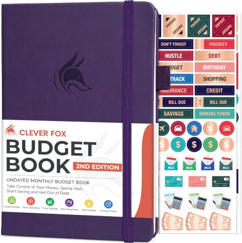 Clever Fox Budget Book 2.0, Financial Planner Monthly Bill Log Purple