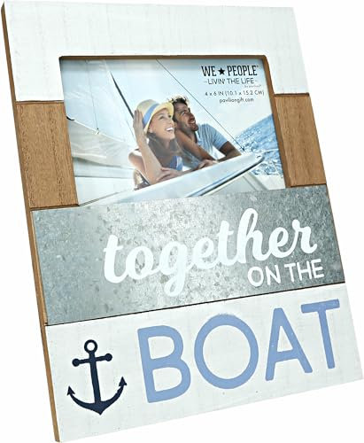 Pavilion Gift Company Together On The Boat - 7.75x10 Inch Horizontal Easel Back Picture Frame, Gray