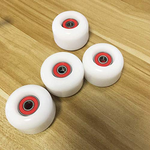 Jonscart Kit de roues de skateboard sport - 4 pièces 50 mm x 35 mm 83 A blanc souple Cruiser roues 8 pièces haute vitesse de précision ABEC-9 roulements à billes 4 entretoises