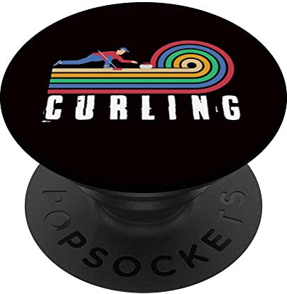 Retro Curling Player Vintage Curling Besen Steine Coach Team PopSockets mit austauschbarem PopGrip