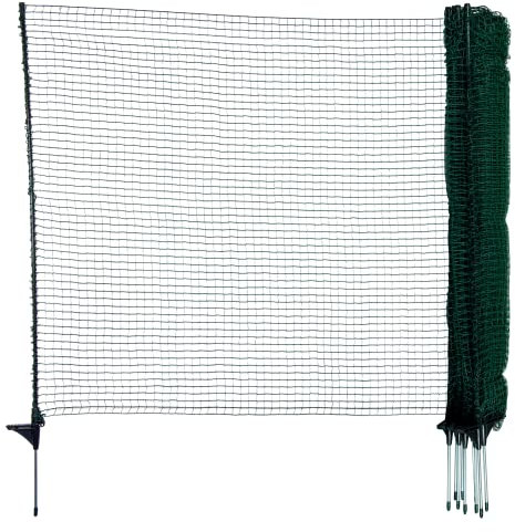 horizont Begrenzungszaun FIX, mobiler Zaun 20 m lang & 90 cm hoch, engmaschig, 12 Pfähle, Beetschutz, Gartennetz, Campingzaun, Hundezaun, Absperrzaun, Steckzaun