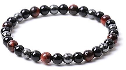 EUMENIDES Tigerögonarmband, tigeröga och obsidian magnetarmband, kvalitet klass A, 6/8/10 mm, solsken, självförtroende, ångest, 7.8 inches, Sten