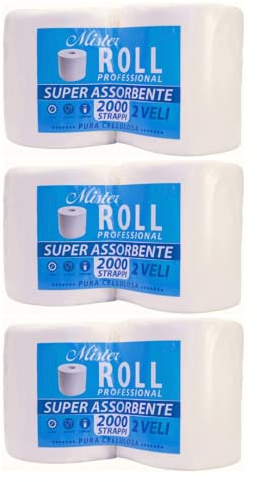 Rotoloni carta Asciugatutto Maxi Mister Roll 2000-6 Rotoloni - strappi in cellulosa super assorbente in Rotoli offerta qualità