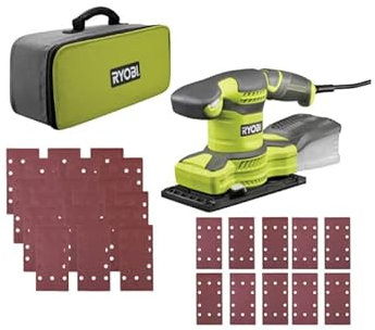 Pack RYOBI Ponceuse vibrante électrique RSS280-SA30-280W - sac de transport - 30 abrasifs - 10 abrasifs auto-agrippants