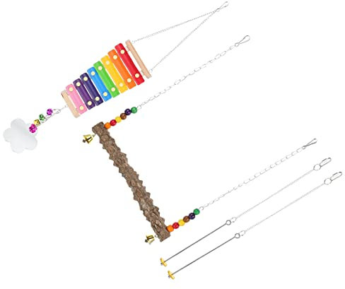 BCOATH 1set Giocattoli Per Uccelli Legno Accessori Per Gabbie Di Polli Resistente e Pratico Facile Da Appendere Per Divertimento e Allenamento