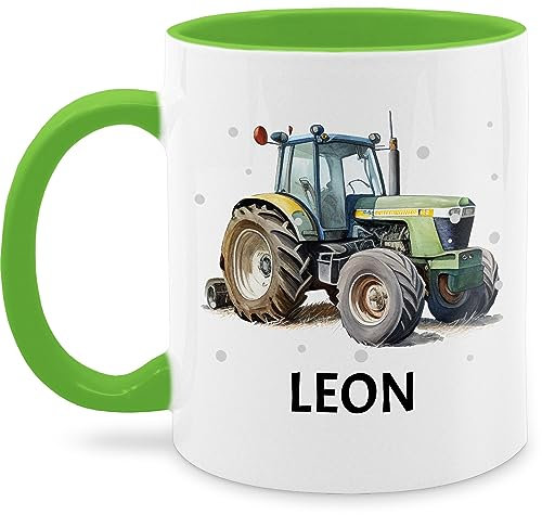 Tasse Tassen 325ml - Trecker Name I Trecker Fan I Traktor Geschenk personalisiert I Geschenk Landwirt - 325 ml - Hellgrün - geschenkideen für landwirte teetasse einschulung traktoren leon haferl