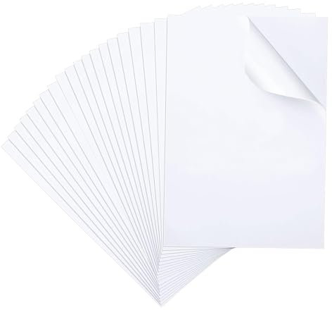TourKing 20pcs Double Sided Adhesive Sheets 21x29.7cm/ 8.26 x 11.69 inch, A4 White Self Adhesive Tape Sheets, Strong Adhesive Paper for DIY Arts Crafts Photo Albums Making Home Decoration