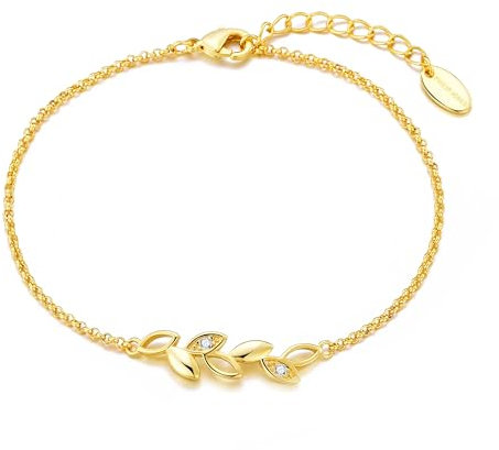 Philip Jones Gold Plated Leaf Chain Bracelet Created with Zircondia® Crystals