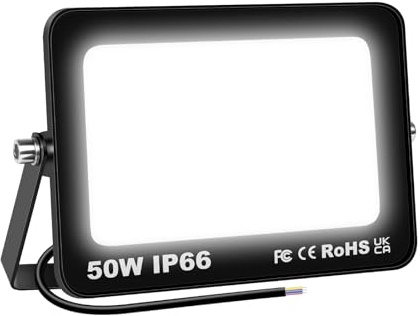 SKYWORLD Focos LED Exterior 50W, 5000LM Proyector LED Exterior, 6000K Blanco Frío Luz de Seguridad, Impermeable Luz de Inundación Iluminación para Garaje Patio Jardín Terraza Parque Estadio Obra